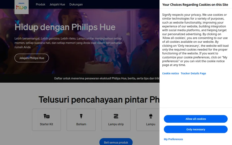 Tampilan situs Lumen Storefront